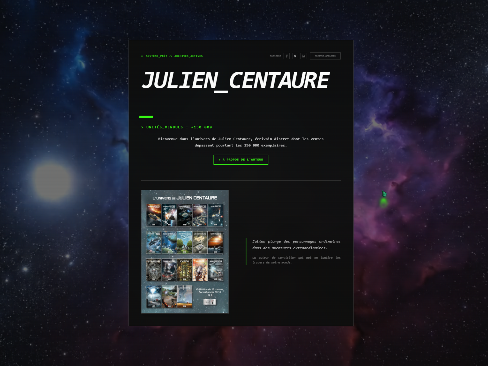 Aperçu du site Julien Centaure réalisé par BZH Com